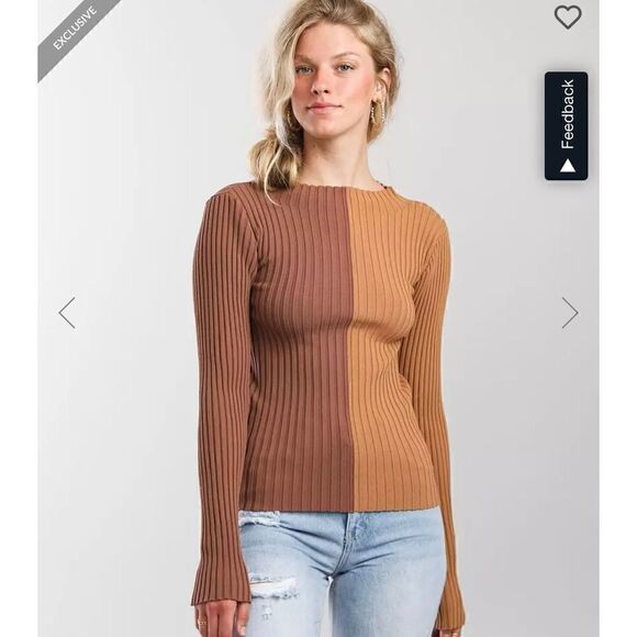 Red by BKE Ribbed Color Block Top, women’s XL - Picture 2 of 7